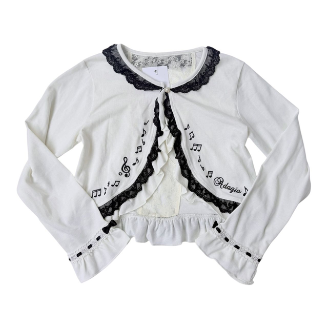japanese coquette white and black musical note 3/4 sleeve cardigan