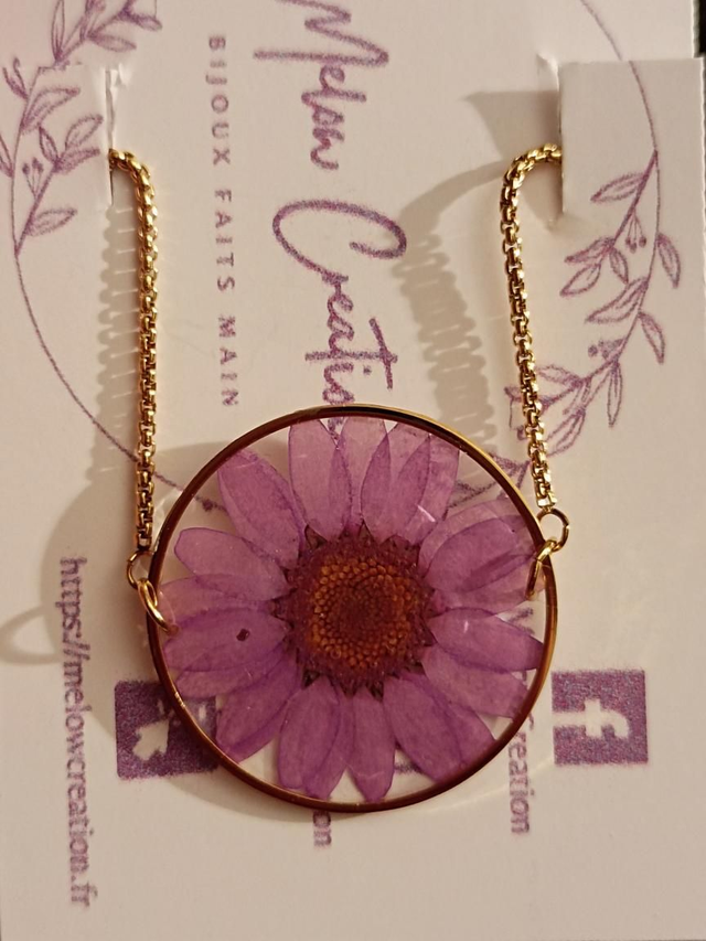 Modèle unique - Collier Fleur séchée - Rose