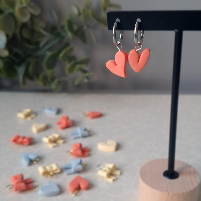 Coeurs roses argenté - Interchangeables