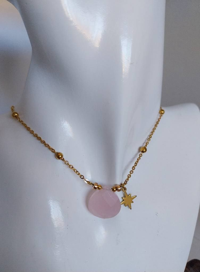 ✨Collier "Les Jolies Pierres" Quartz Rose argenté ✨