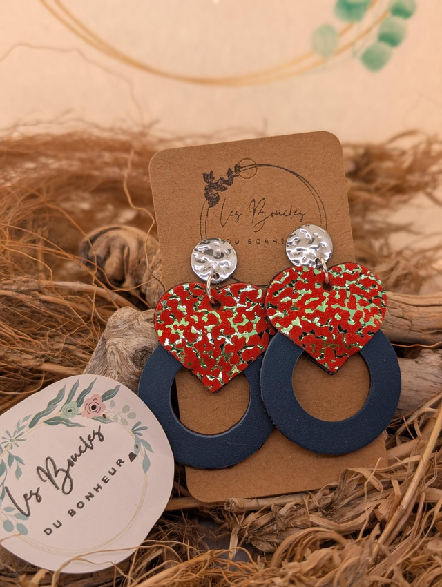Boucles d'oreilles Coeur ❤️ orange bleu mo032