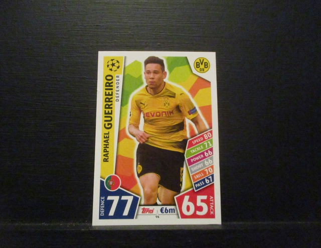Raphael Guerreiro - UEFA Champions League Match Attax 2017/18 Original Trading Card #94