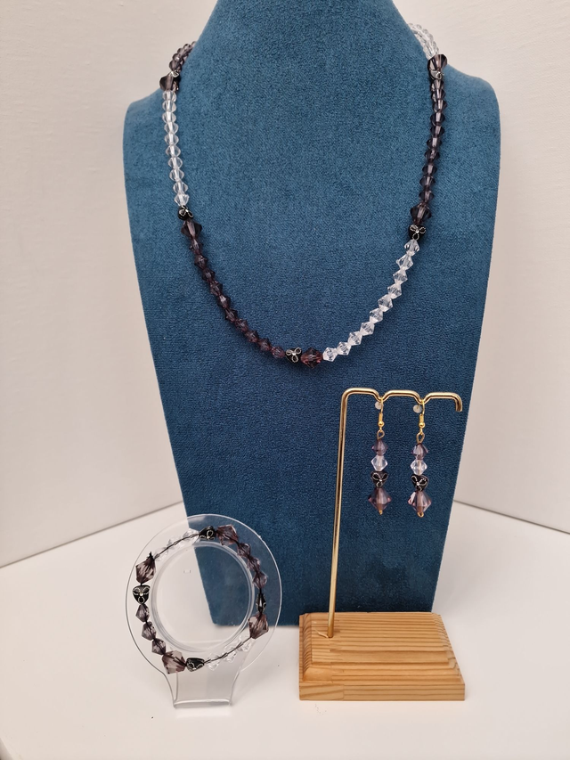 Parure Bijoux Trois Pièces Noires Blanches