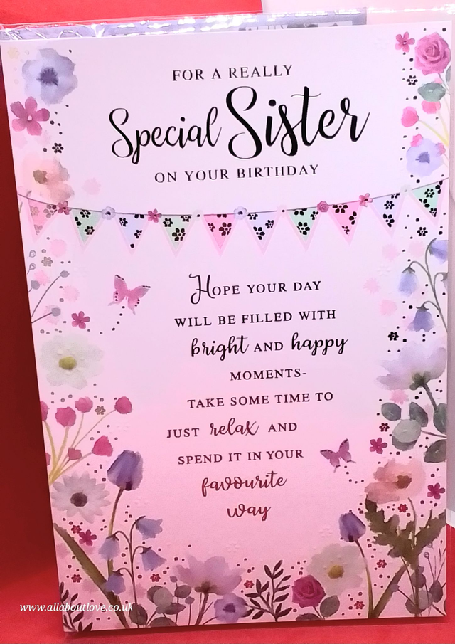 Sister Birthday Card Floral Design Quality Card 