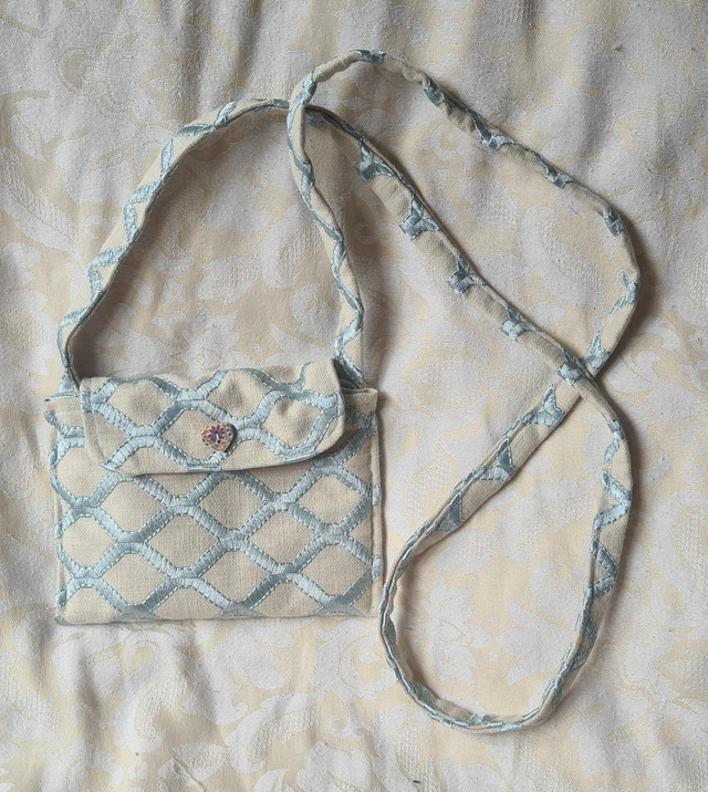 Turquoise / Cream Satchel Bag