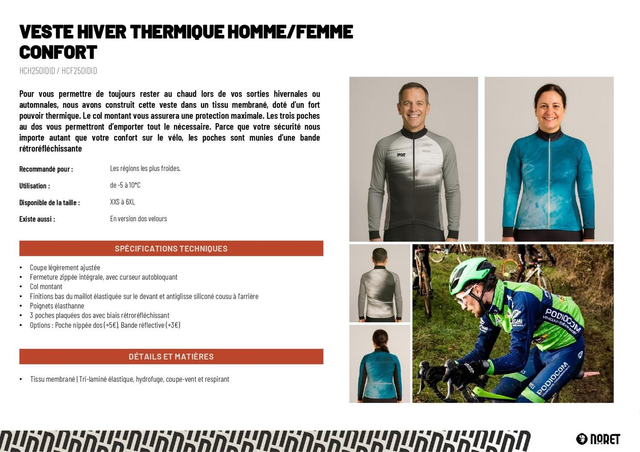 Veste hiver Thermique CONFORT
