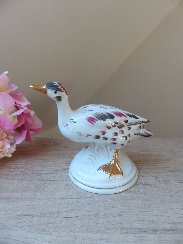 Sculpture Oiseau Canard en Porcelaine Fine Portugal, Statuette en Porcelaine Oiseau Canard Décoration Maison Campagne Cottage Collection