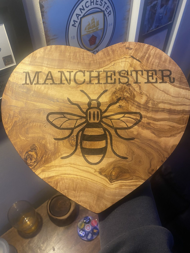 Personalised Stunning Heart Shaped Olive wood Board