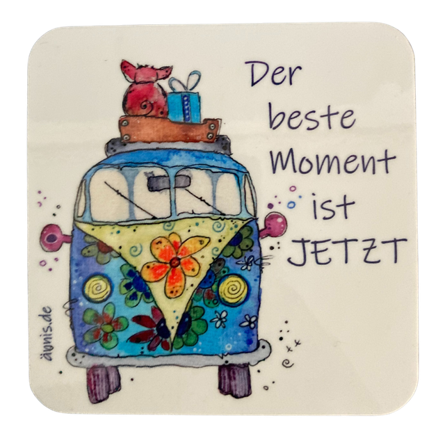 Untersetzer "Bully mit Schwein - der beste Moment ist jetzt"