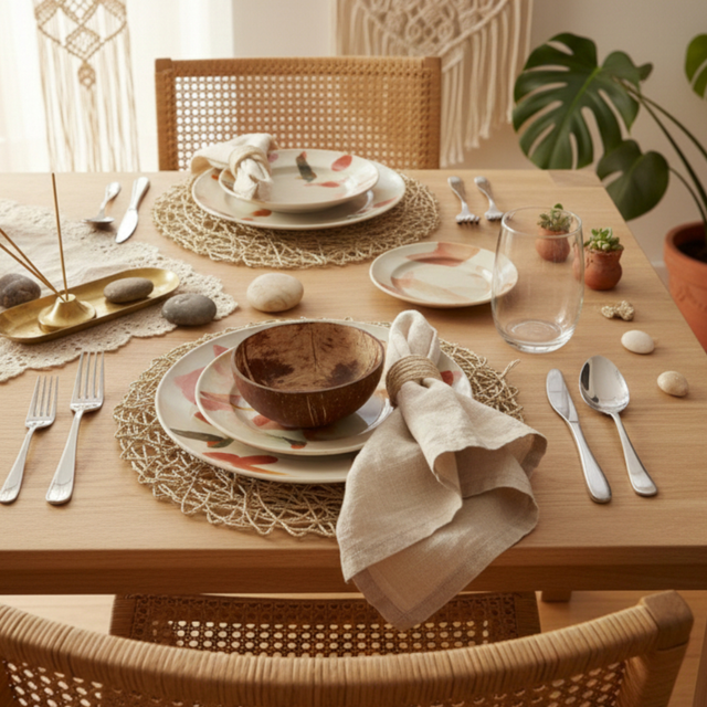 Set de 06 Blondas de Mesa Estilo Boho-Chic – 38 cm