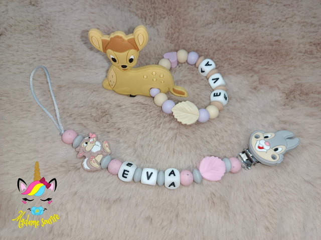 1 Attache tétine Idole + 1 Hochet grand 