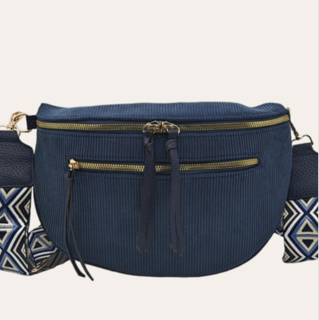 Sacoche en velour bleu 