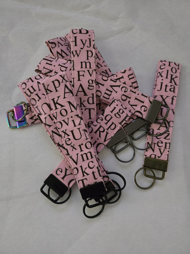 Pink and black letter keyring 