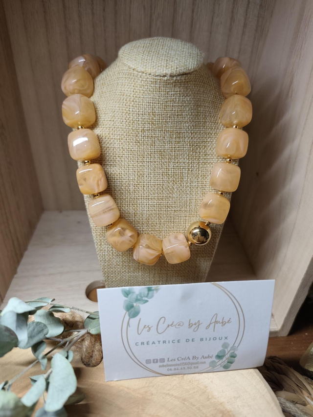 Collier perles gold/beige 0000563