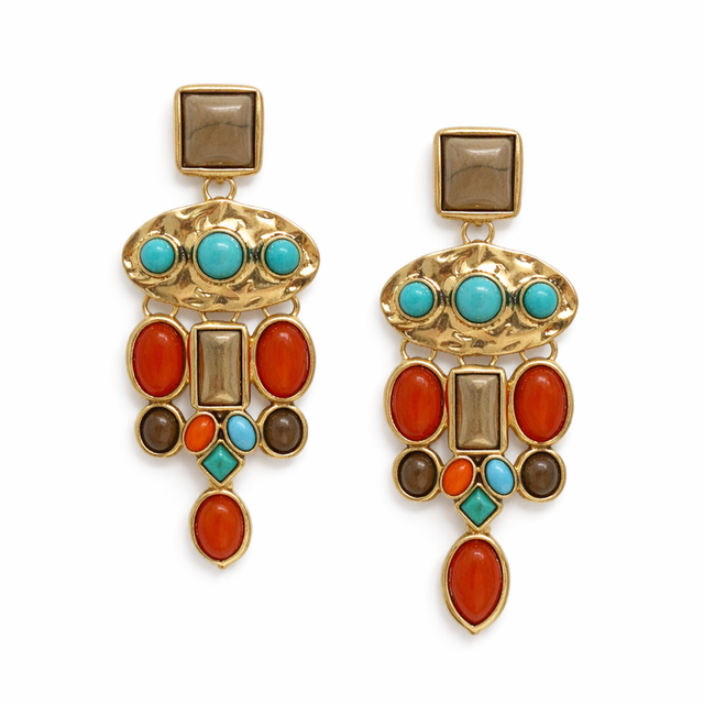 Pendientes medina turquesa y coral 