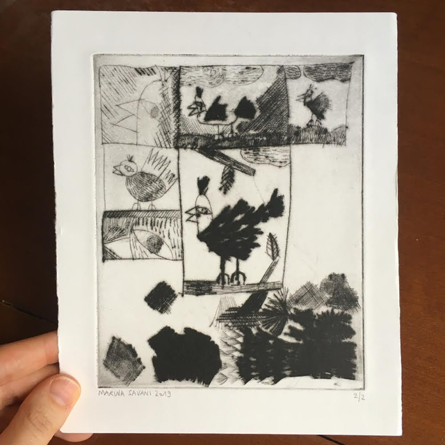 « Poules » - gravure sur cuivre 