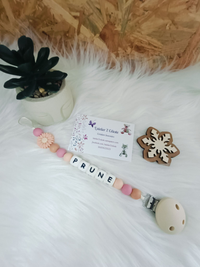 Attache tétine en silicone Fleur 