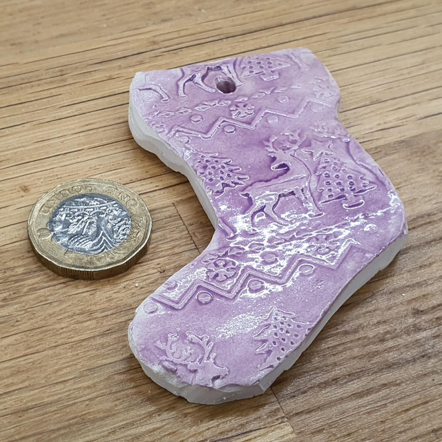 Stocking (purple) christmas glossy decoration