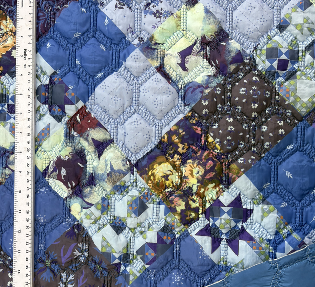 Blue Patchwork Quilted Fabric