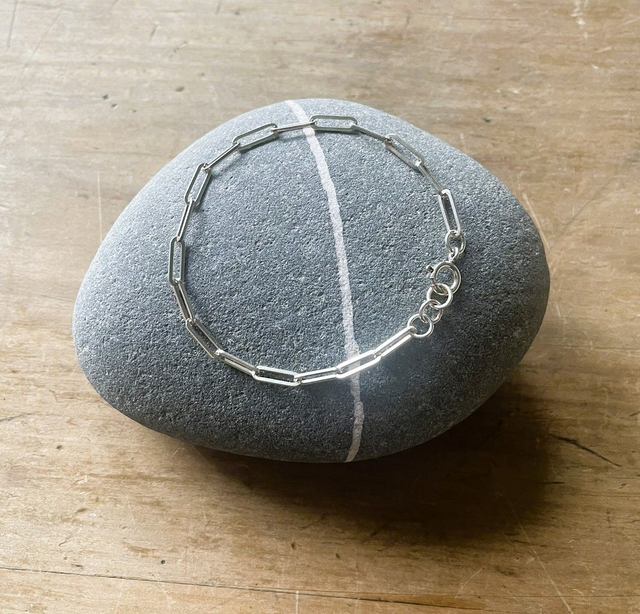 Simple paperclip bracelet - sterling silver