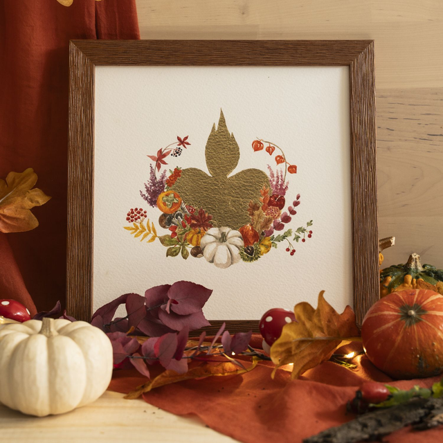 Aquarelle ex-voto végétaux d&#039;automnes