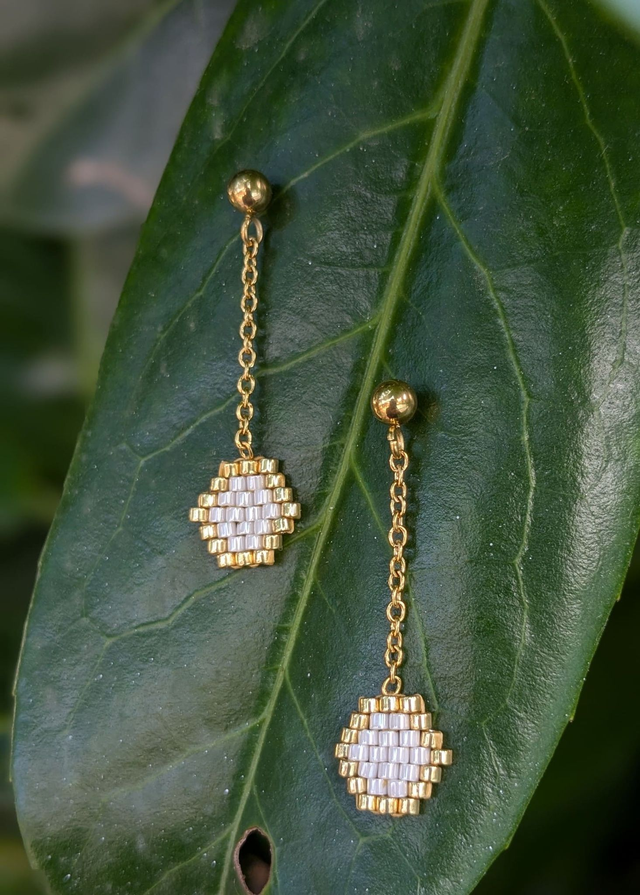 11-Boucles d’oreilles pendantes hexagone