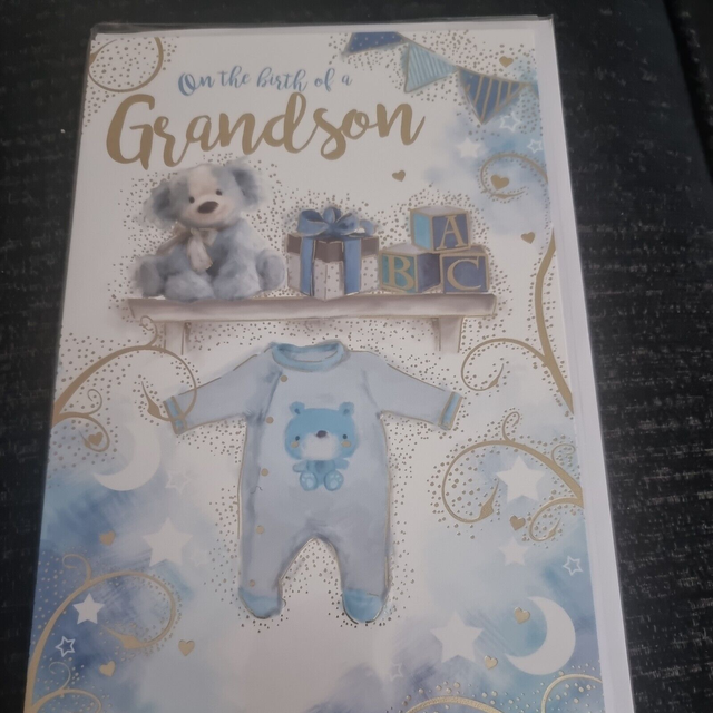 BIRTH OF YOUR NEW BABY GRANDSON GREETING CARD 9"X6"