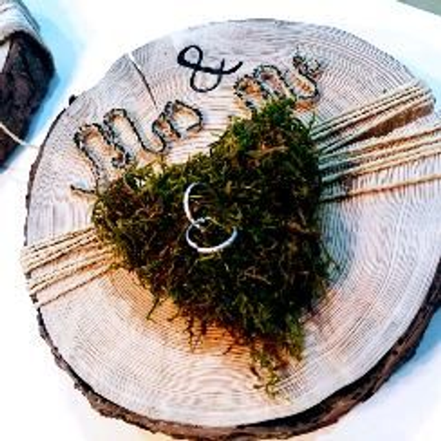 Holzscheibe Moos Mr.&Mrs. Herz