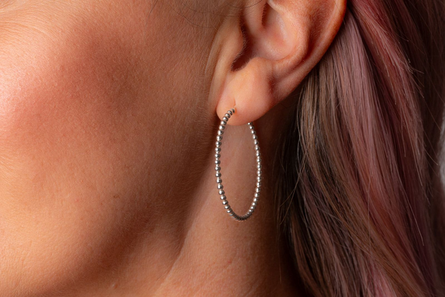 Beaded large hoop earrings