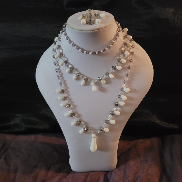 White Marble Beaded Set