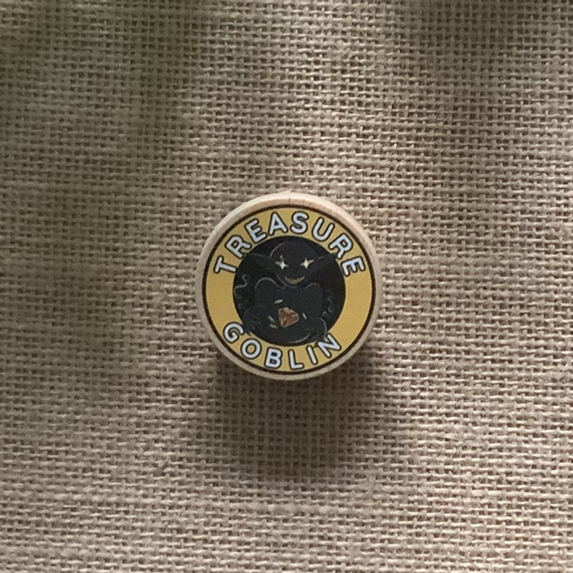 Wooden Pin Badge - Treasure Goblin