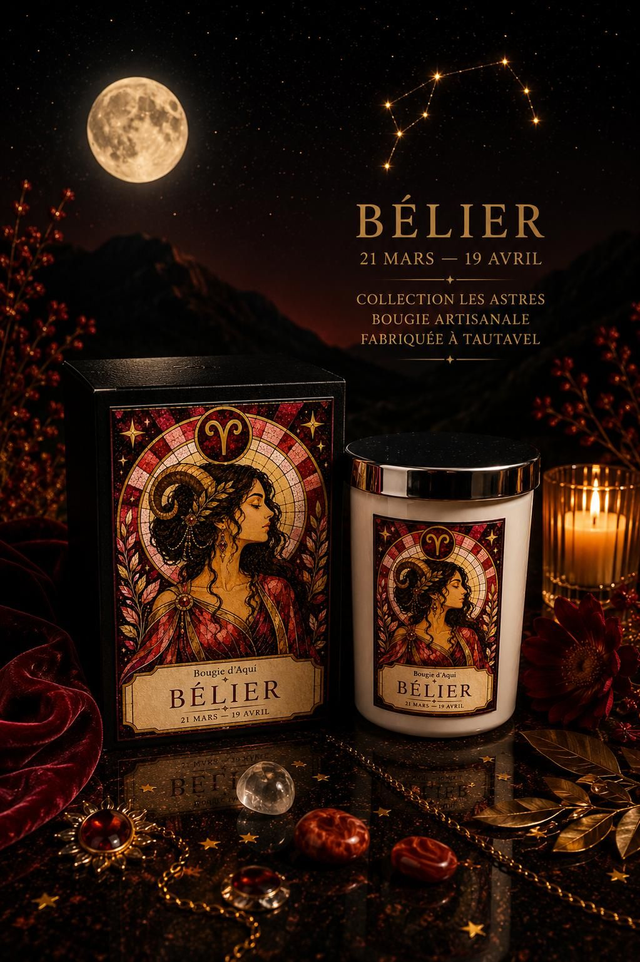 Bougie Zodiaque Bélier – Cachemire &amp; Soie – 160 g