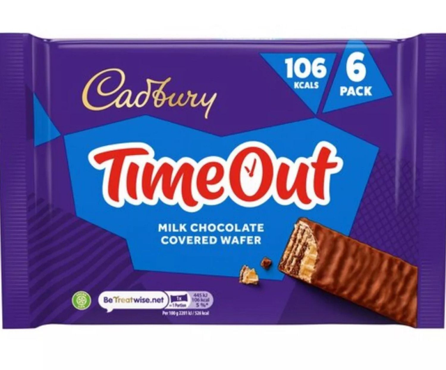 Cadbury Timeout Milk Chocolate Covered Wafer 6x18g