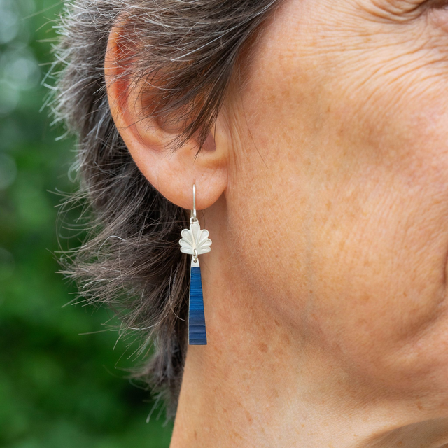 Boucles d'oreilles Calyx - Argent, bleu