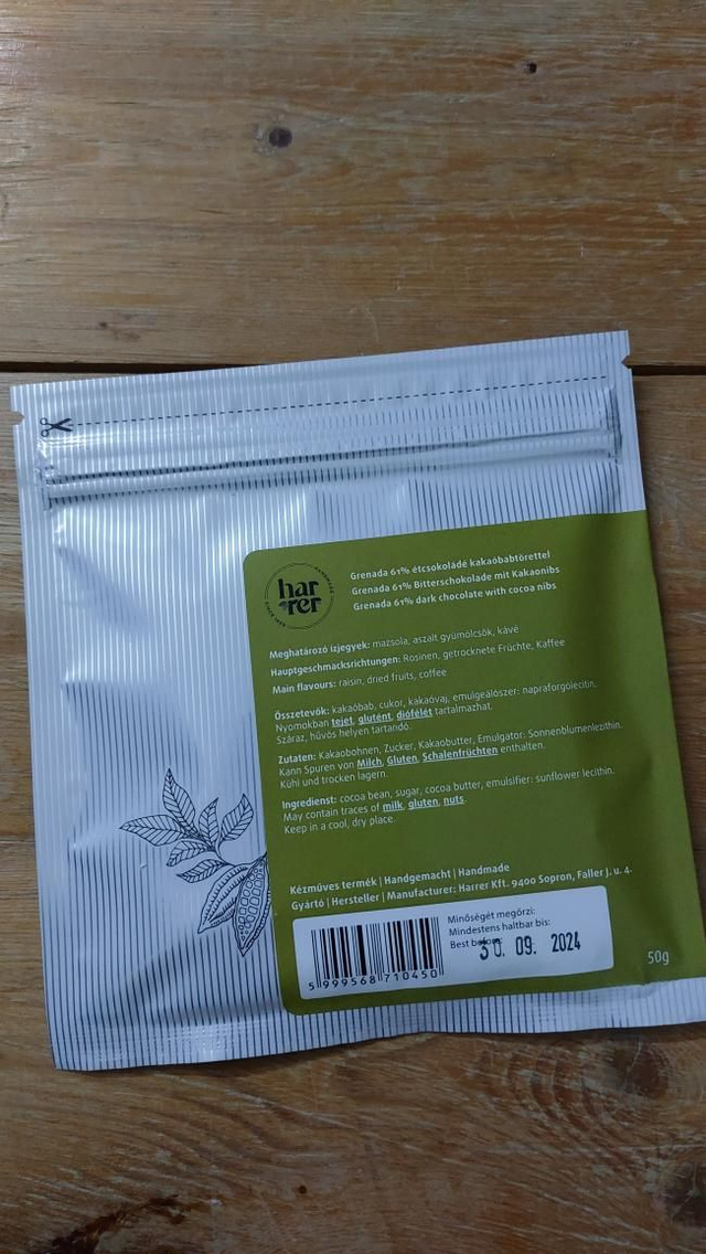 Harrer 61% dark Grenada with nibs