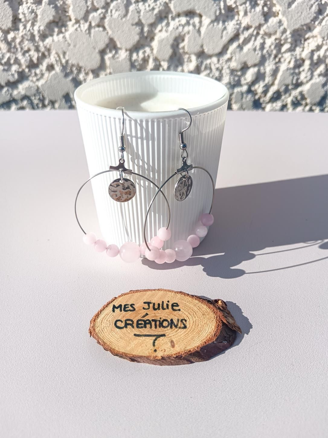 Boucles d'oreilles quartz rose 