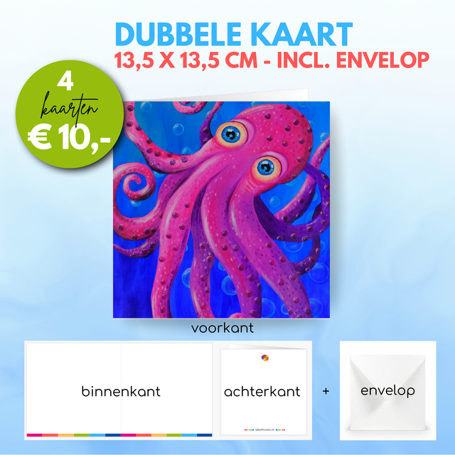Octopus | Dubbele kaart incl. envelop