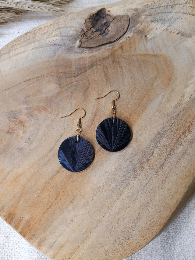 Boucles d'oreilles SIMPLE Éventail - Noir