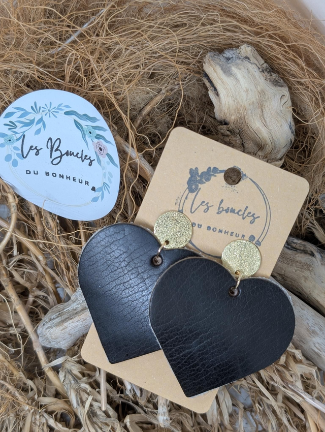 Boucles d'oreilles Coeur ❤️  noir c2012