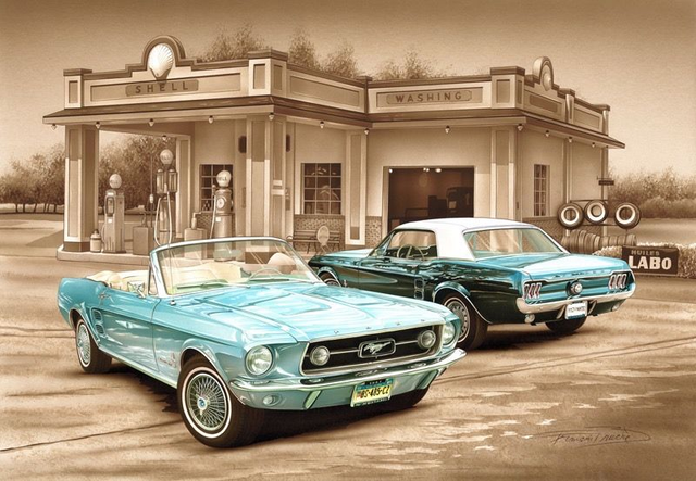 Ford &#039;Mustang Garage&#039; - Limited Edition Print