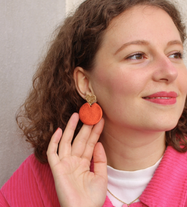 Kira • orange métallisé, doré pailleté