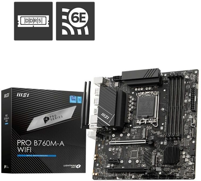 02.2.0090 – Scheda Madre MSI PRO B760M‑A WiFi DDR5 – Micro‑ATX stabilità con WiFi per Intel 12ª/13ª/14ª Gen