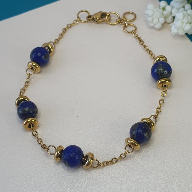 Bracelet Céleste en Acier Inoxydable avec Pierres Naturelles