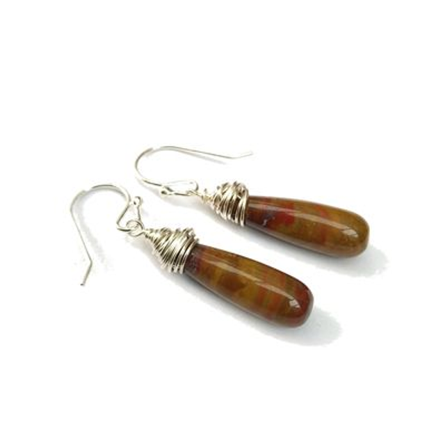 Wrap oorbellen met agaat