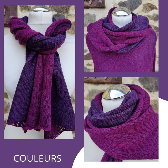 Couleurs lambswool two colour scarf. Cersie and Purple reversible scarf. Scarves. Accessories. 