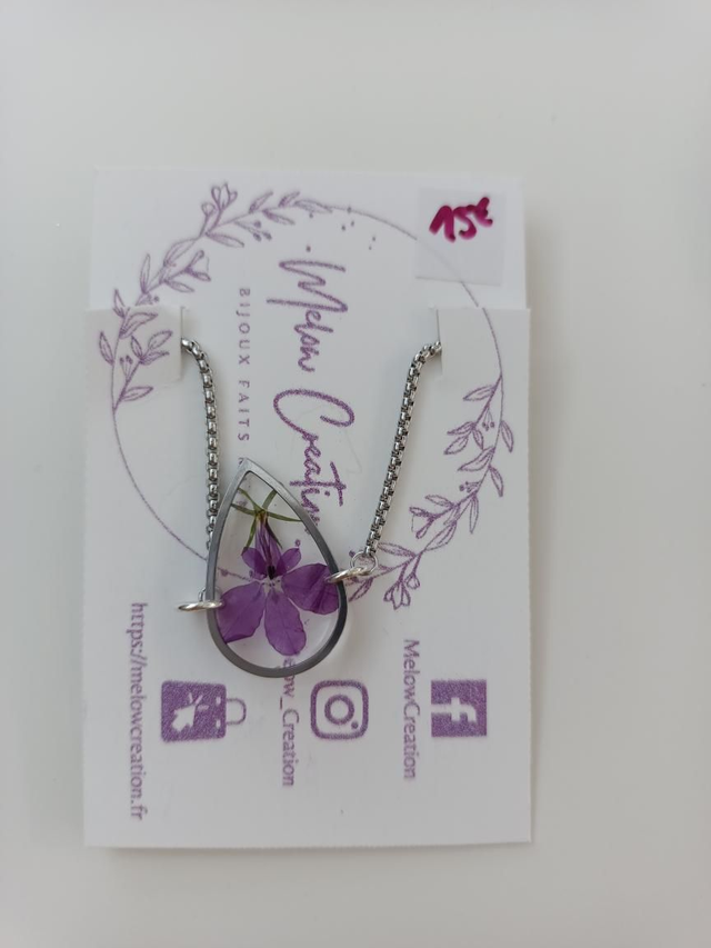 Modèle unique - Bracelet Fleur séchée - Violet