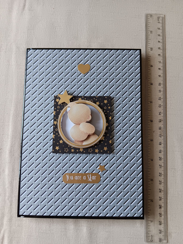 Decorated A5 Casebound Hardback Notebook Blue Floral Bear &quot;You&#039;re a Star&quot;