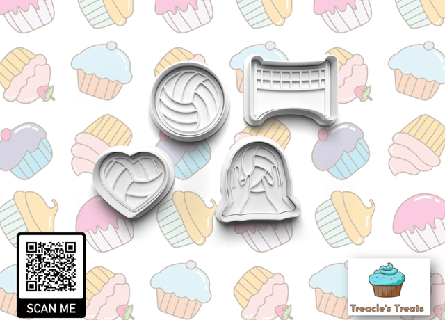 Volleyball Theme Fondant/cookie stamps with cutters