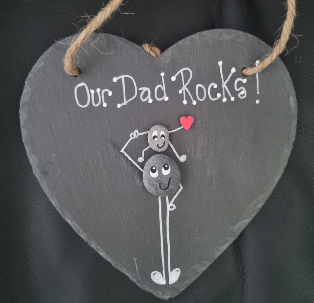 Father&#039;s Day &#039;Our Dad Rocks&#039; Pebble Art Slate