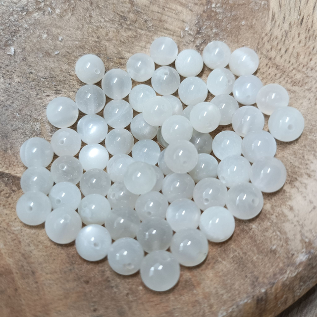 Pierre de Lune Blanche Fumée / Boule de 6 mm à l&#039;unité / Pierres Naturelles Rondes et Polies